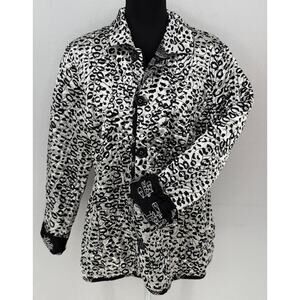 Chicos Pagoda Asian Black White Reversible Embroidered Jacket  4 XXL/20